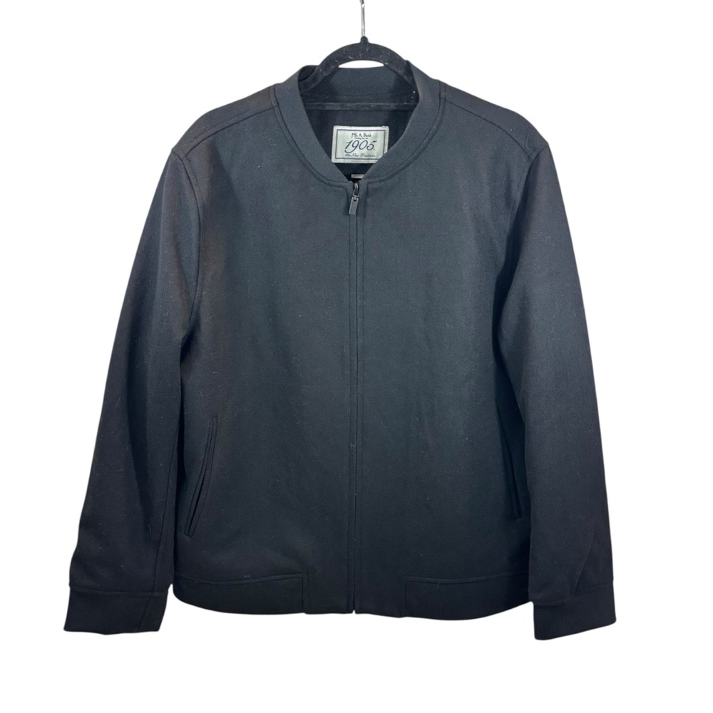 Men’s Jos. A. Bank Brand Black Wool Blend Bomber Style Jacket Size XL